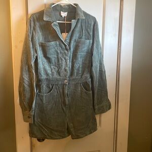 Olive green corduroy romper